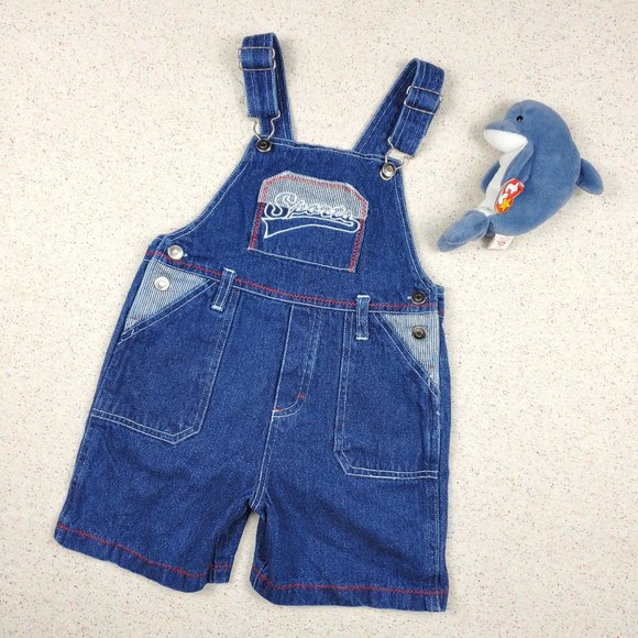 Vintage Sports Denim Shortalls 4t - Picture 1 of 9